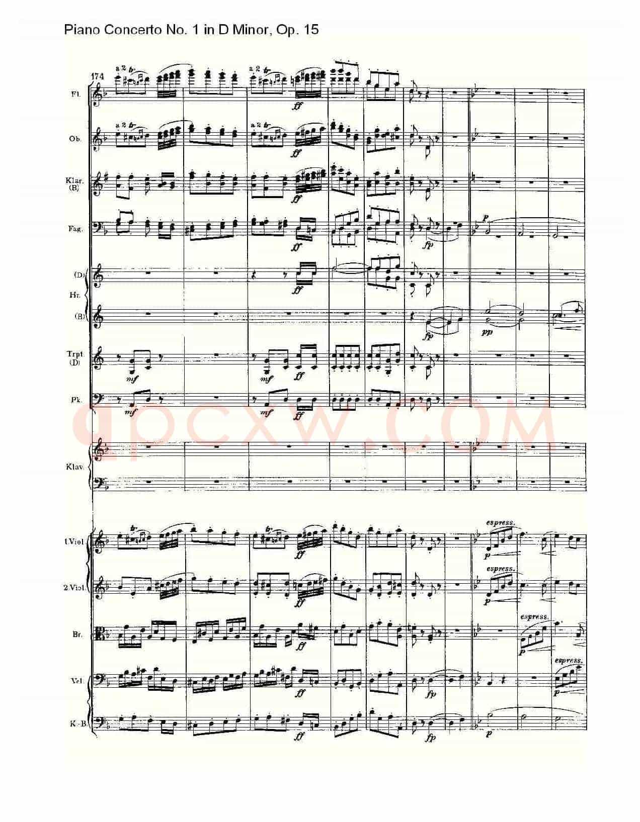 D小调钢琴第一协奏曲, Op.15第三乐章(一)