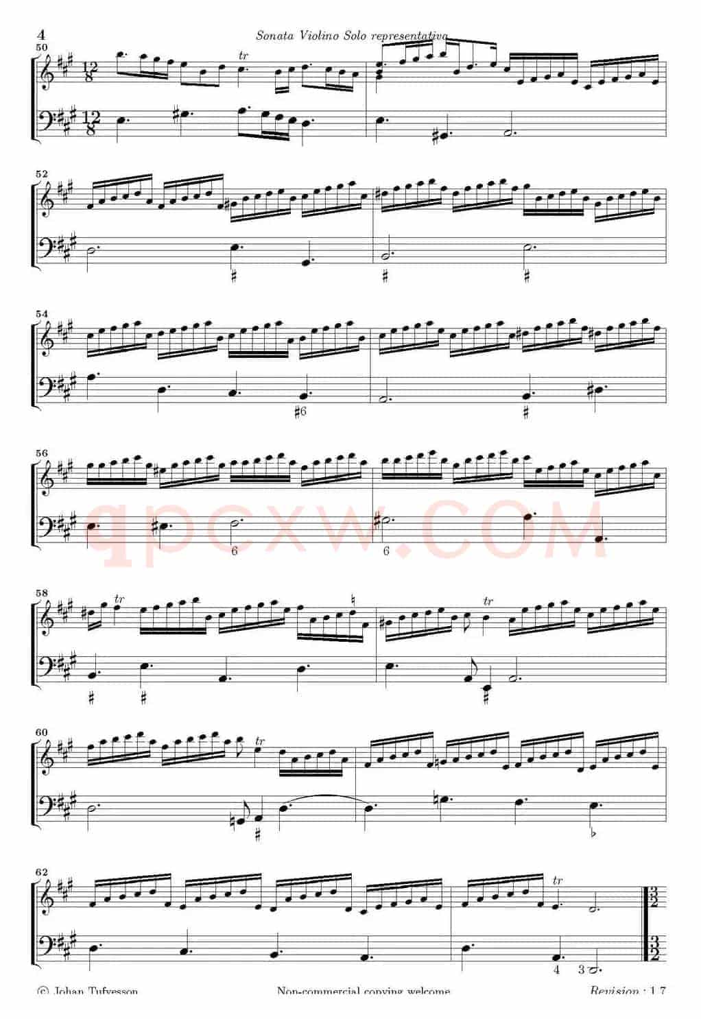 Sonata Violino Solo representativa(Violino+Basso Continuo)