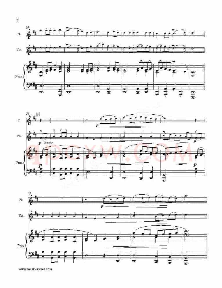 Rondeau（鼓号回旋曲）（小提琴+长笛+钢琴伴奏，二重奏）