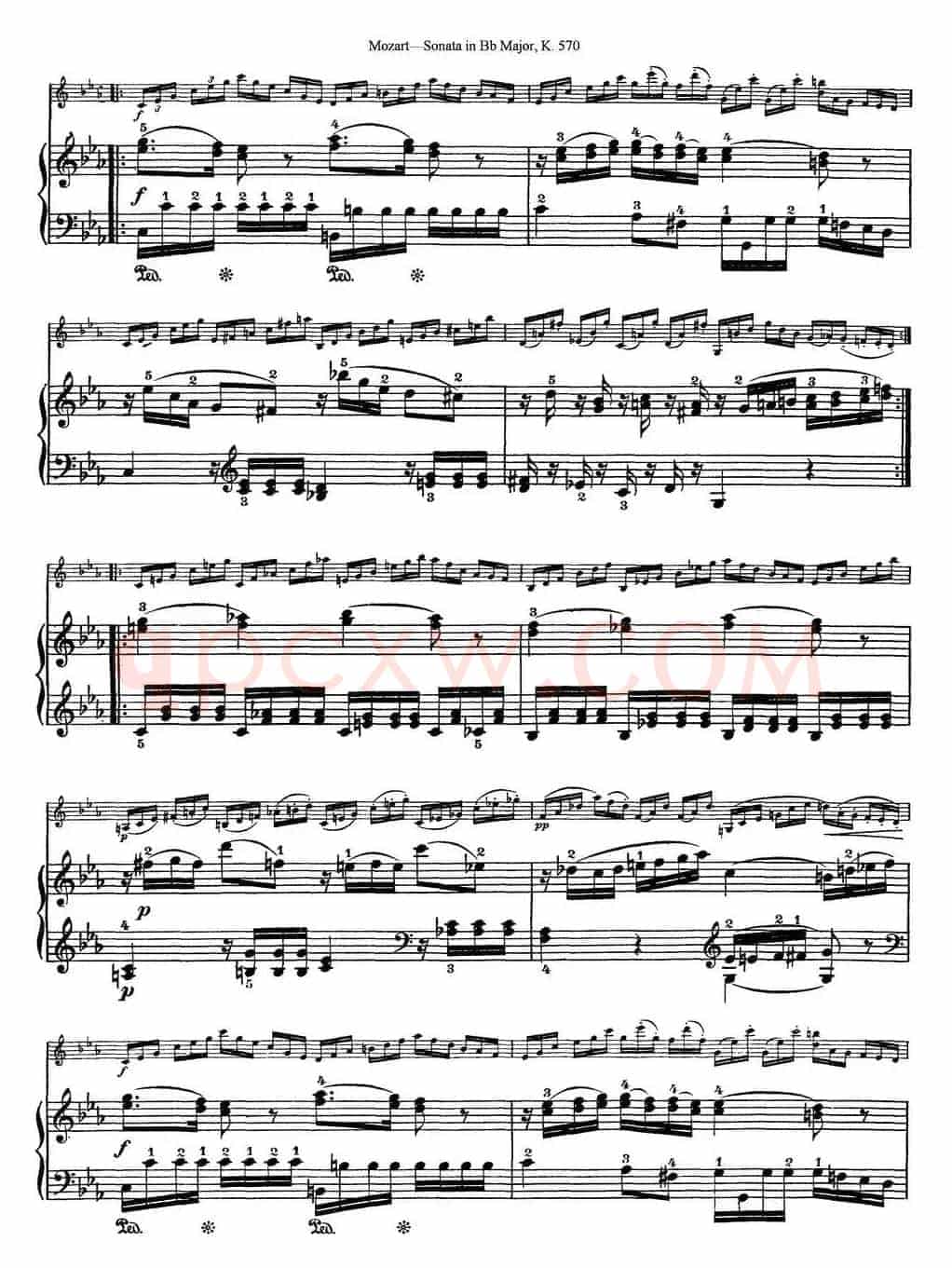 Violin Sonata in Bb Major K.570（小提琴+钢琴伴奏）