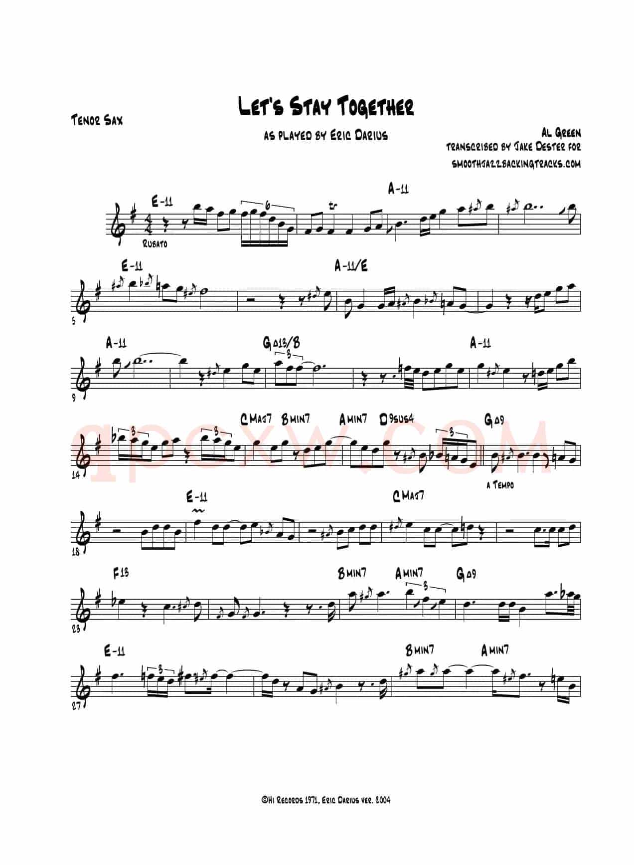 Lets Stay Together（次中音萨克斯）