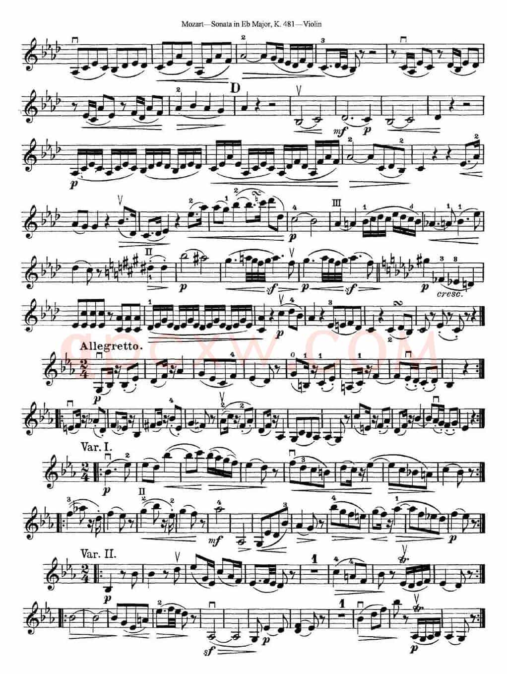 Violin Sonata in Eb Major K.481