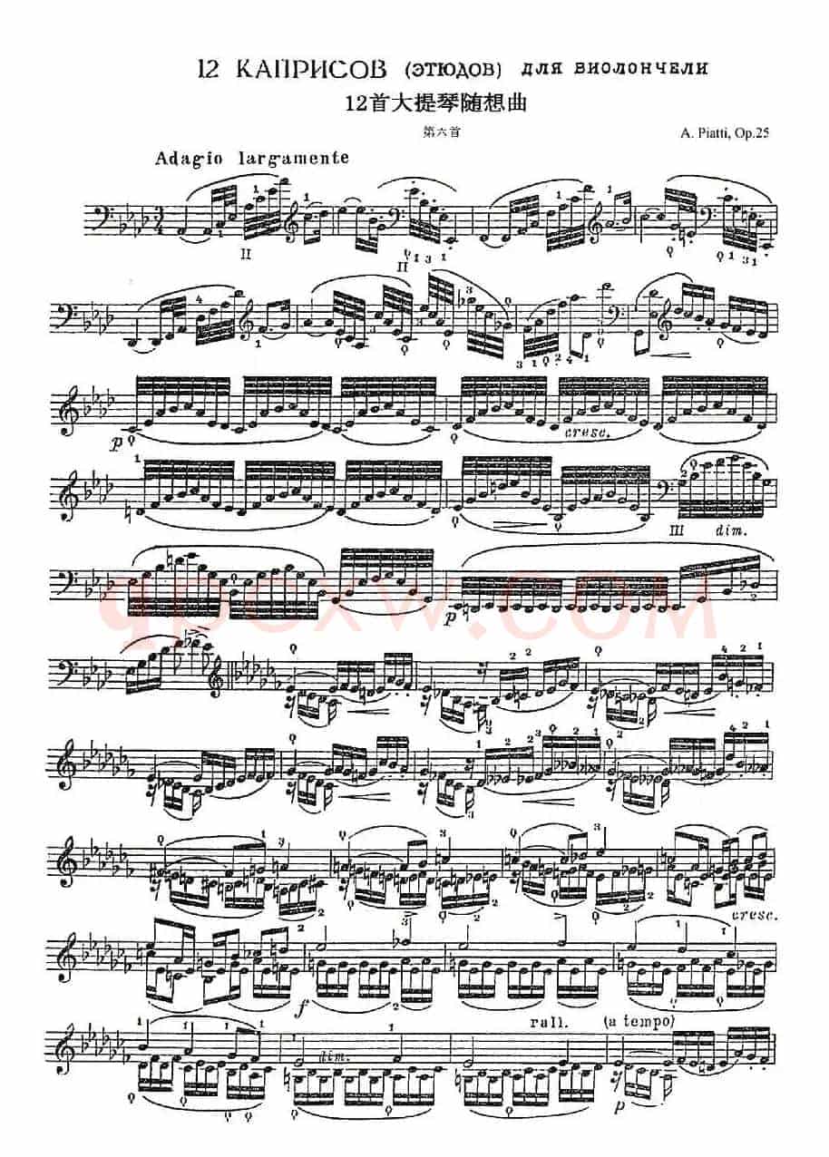 A. Piatti 12 Caprice Op.25（皮阿蒂 12首大提琴随想曲) 第六）
