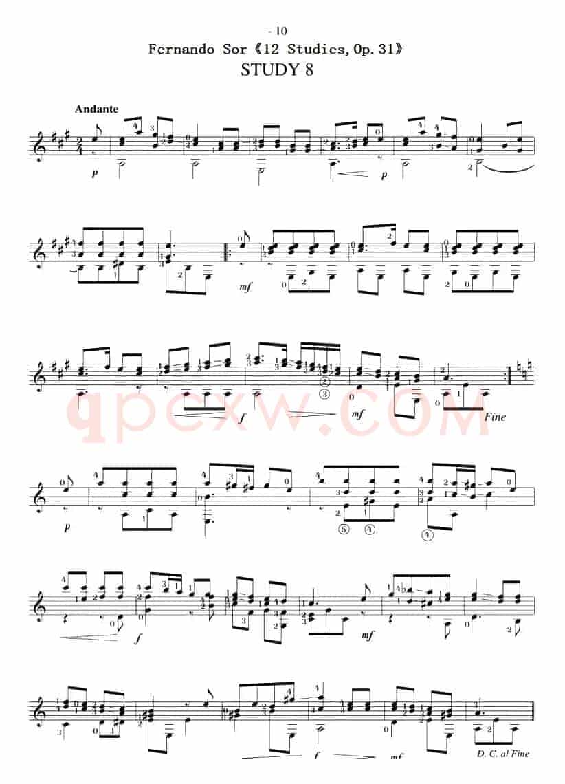 Fernando Sor《12 Studies,Op.31》（STUDY 8）