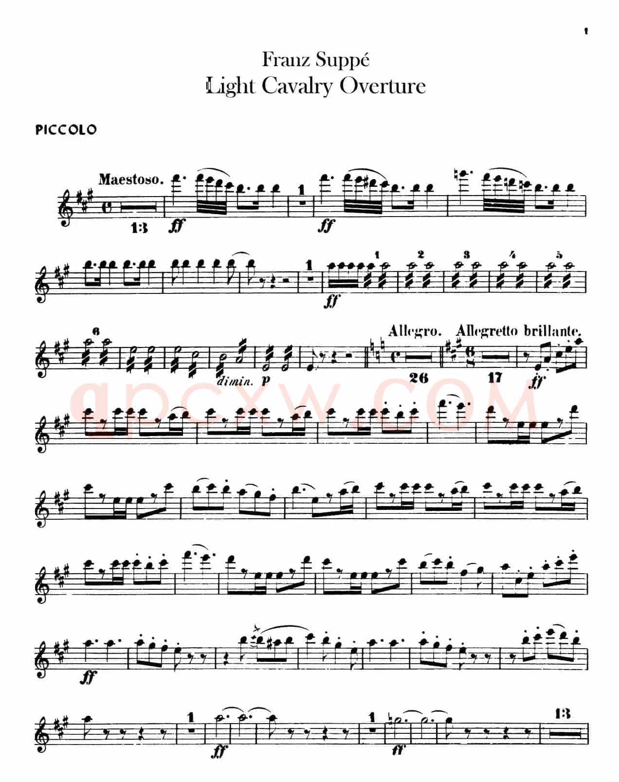 Light Cavalry Overture(轻骑兵序曲)(管乐合奏短笛分谱)