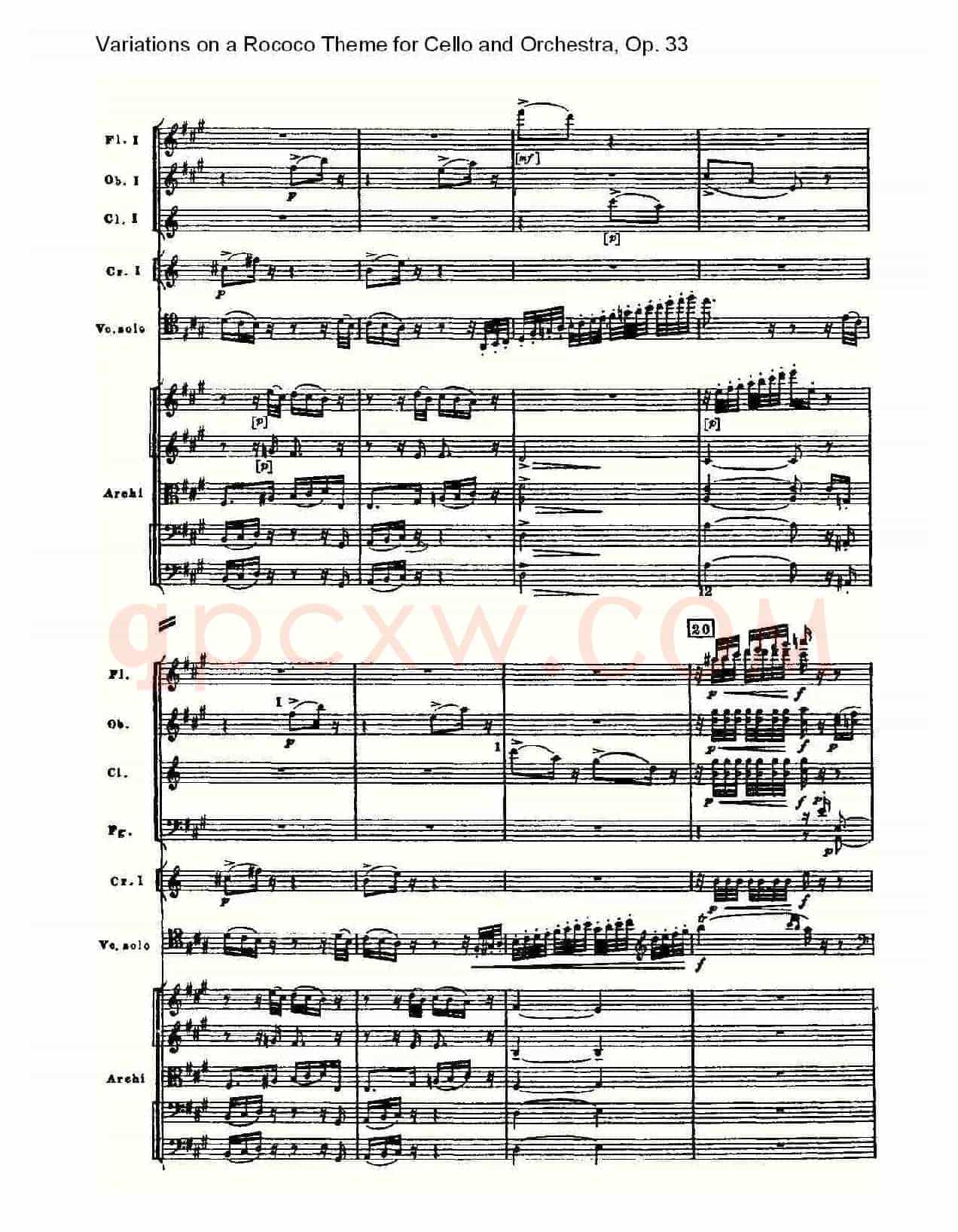大提琴与管弦乐洛可可主题a小调变奏曲, Op.33(一)