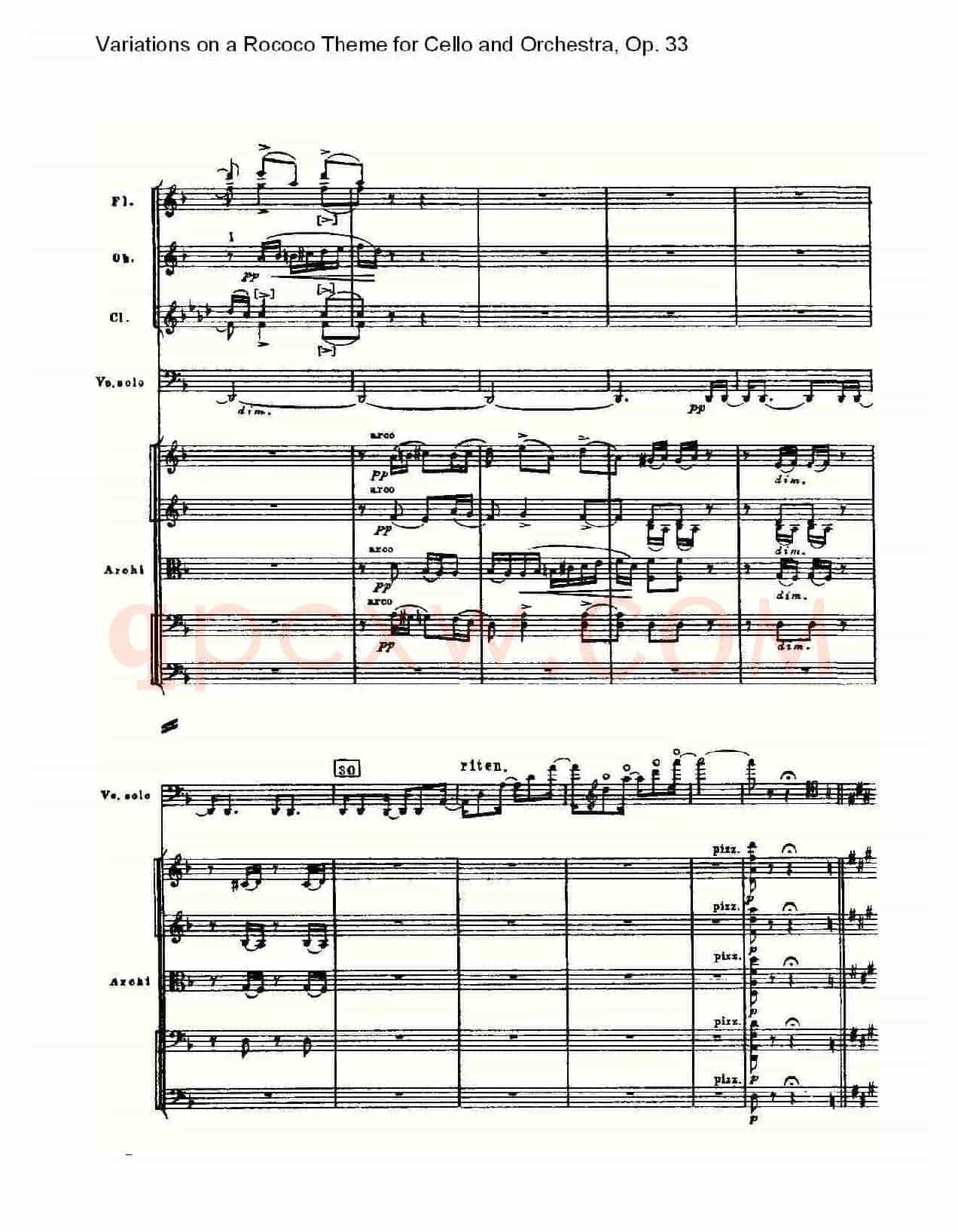 大提琴与管弦乐洛可可主题a小调变奏曲, Op.33(一)