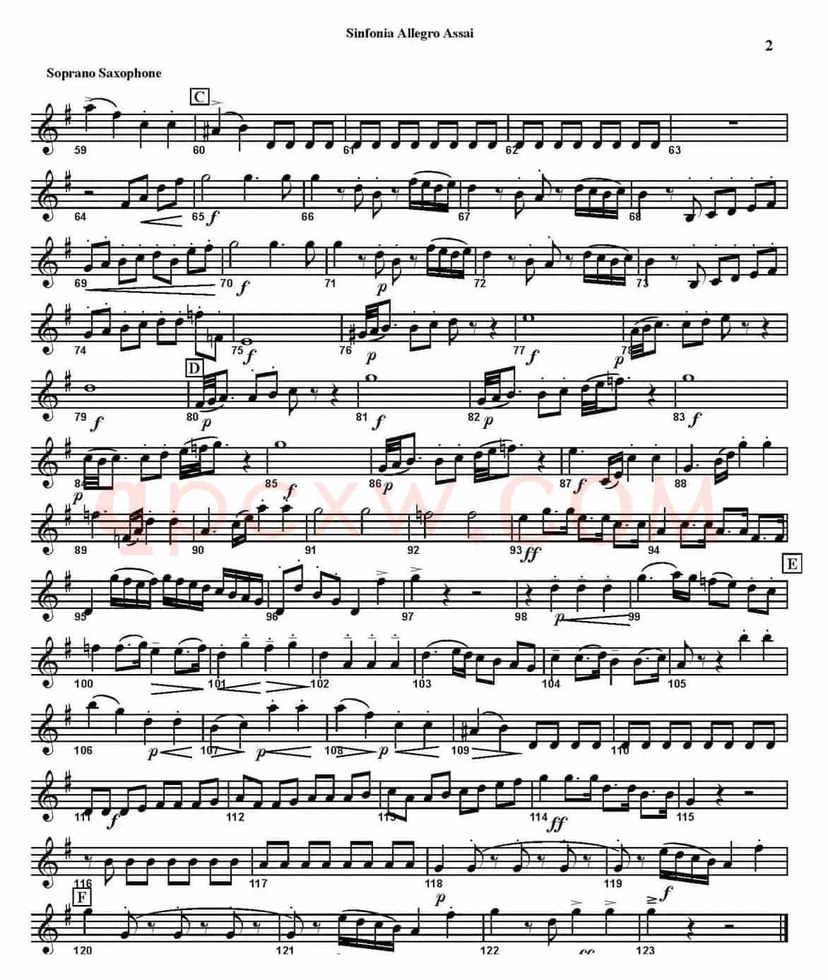 SINFONIA First Movement：Allegro Assai（四重奏·高音萨克斯分谱）