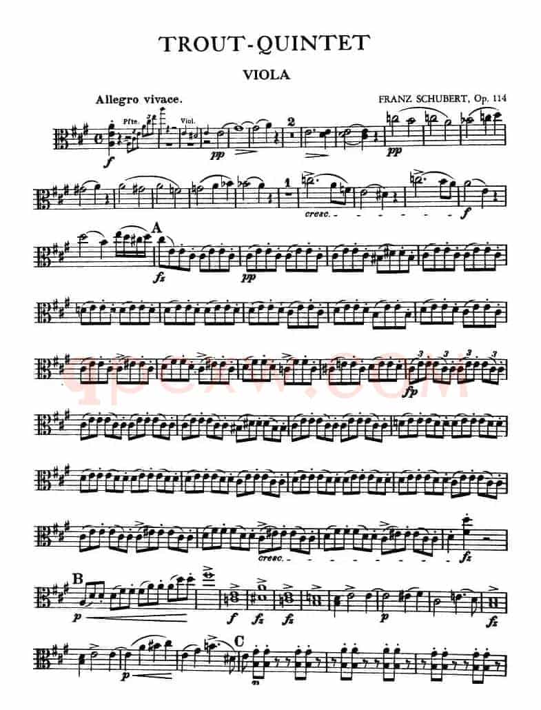 TROUT-QUARTET（中提琴谱）