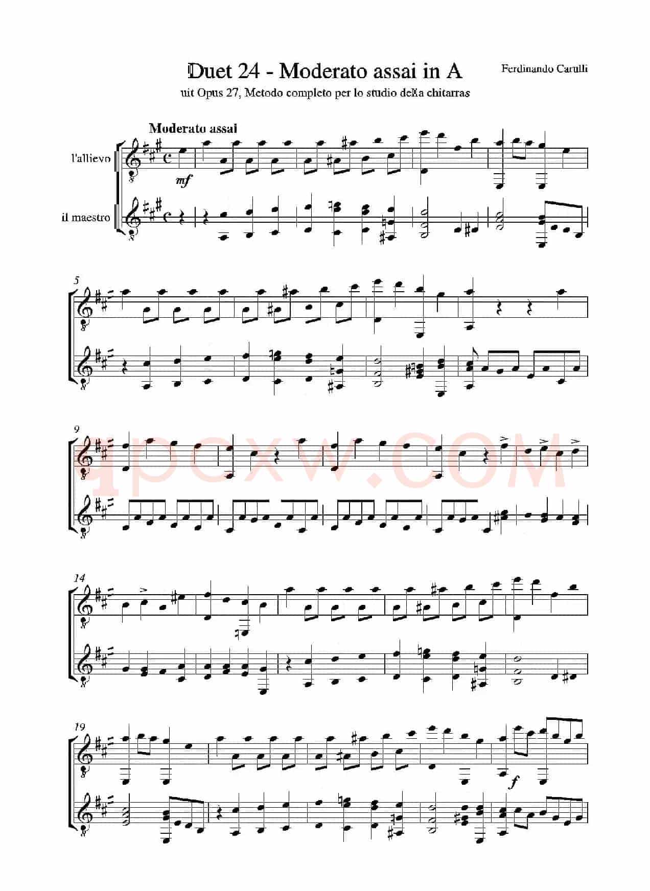 Metodo Completo Op.27-3（古典吉他二重奏练习·24）