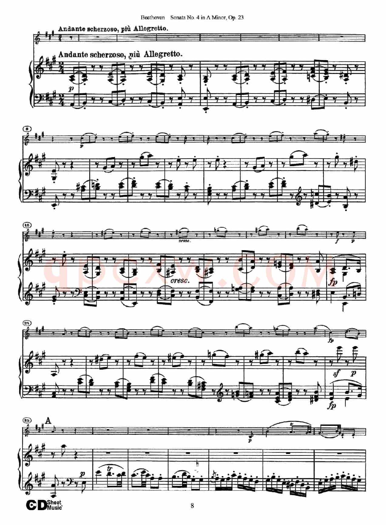 A小调第四小提琴奏鸣曲（Sonata No.4 in A Minor Op.23）（小提琴+钢琴伴奏）
