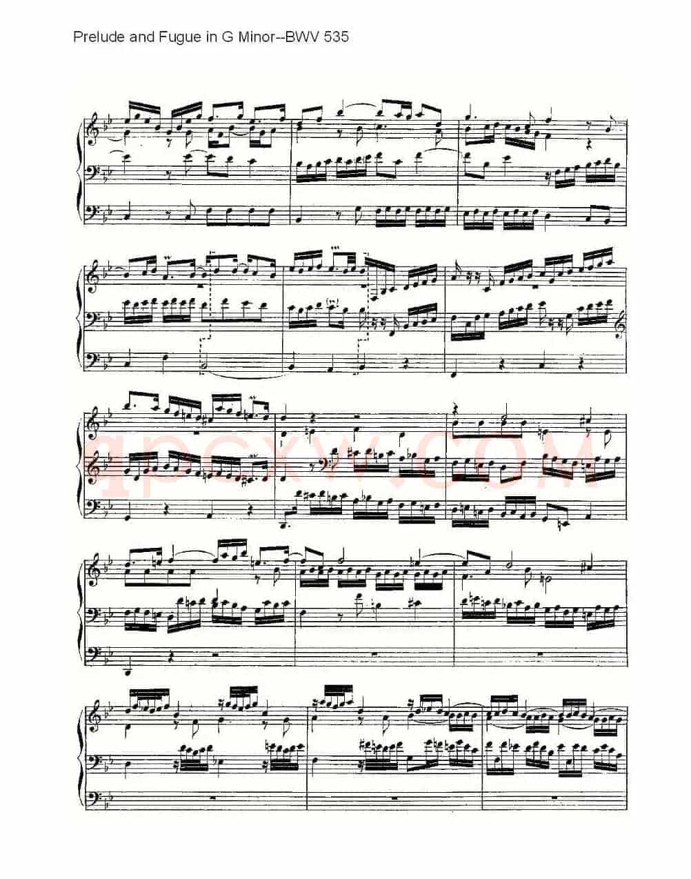 Prelude and Fugue in G Minor--BWV 535 (管风琴谱)