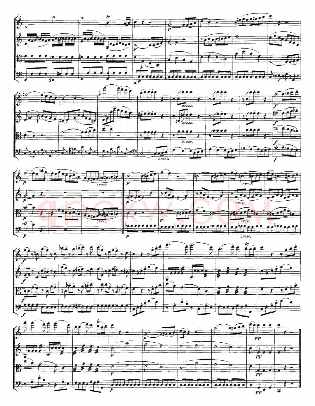 Mozart《Quartet No.19 in C Major,K.465》（总谱）