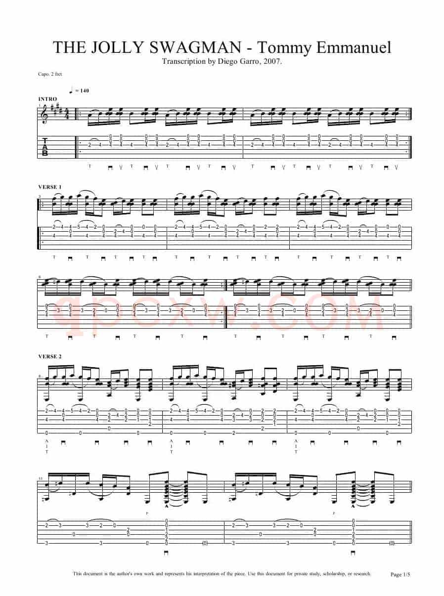 tommy emmanuel：the jolly swagman（指弹吉它）