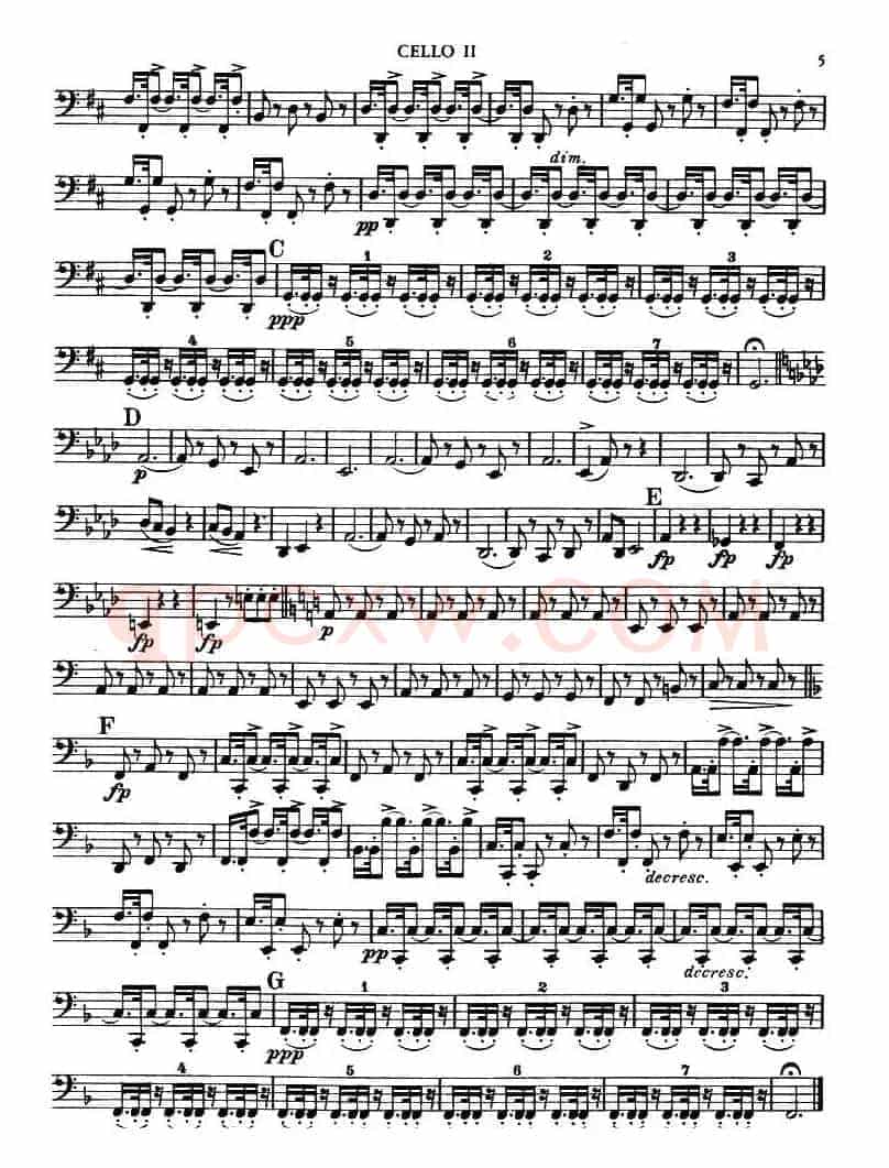 TROUT QUINTET（鳟鱼五重奏）（第二大提琴分谱）