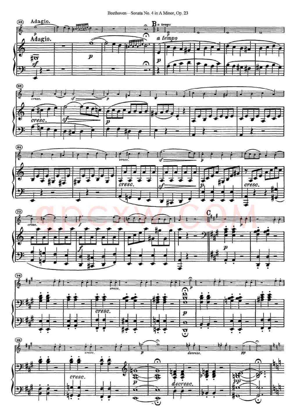 Violin Sonata No.4 in A Minor Op.23（小提琴+钢琴伴奏）