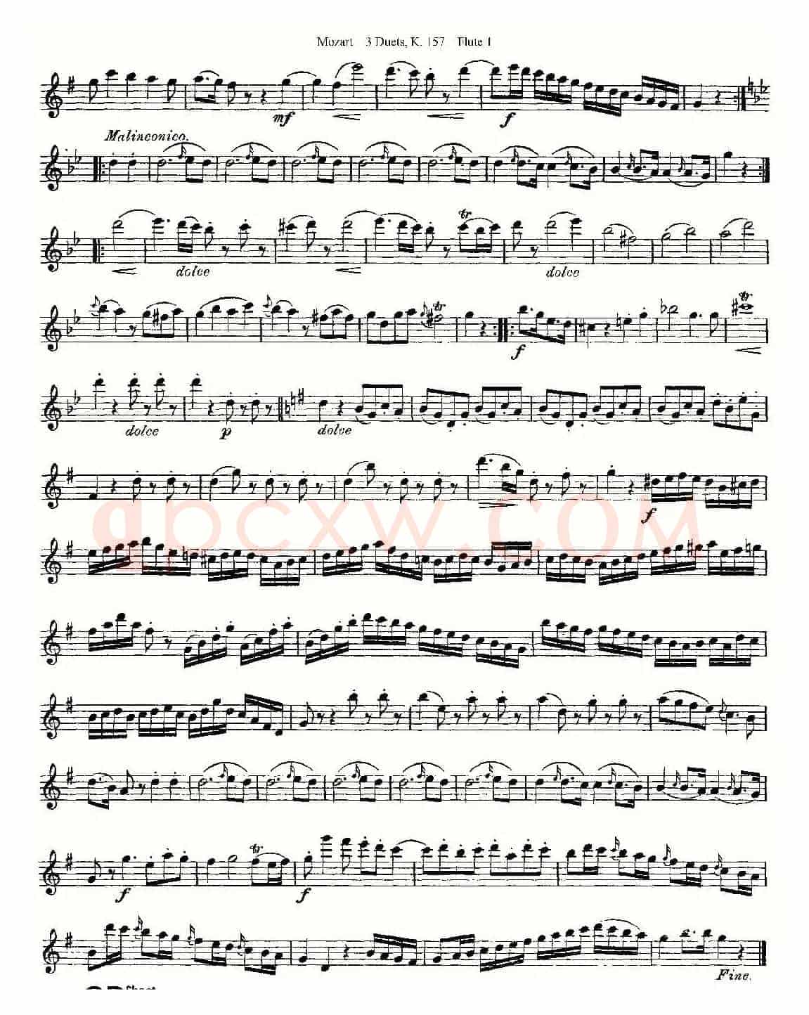 3 Duets K.157 之第一长笛（二重奏三首 K157号）