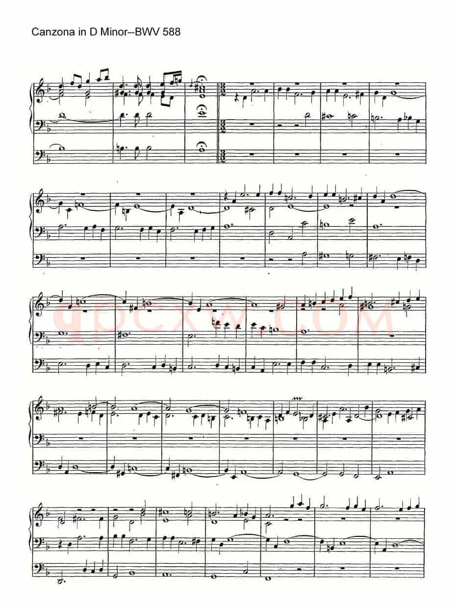 Canzona in D Minor--BWV 588(管风琴谱)