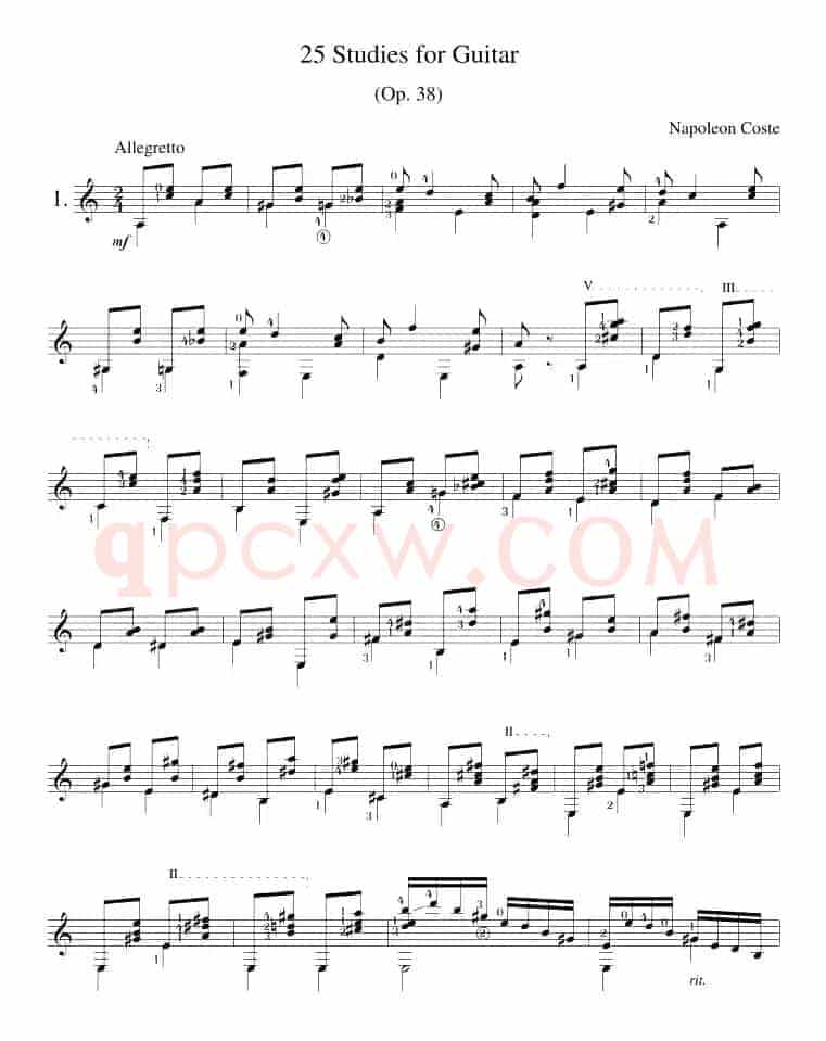 Napoleon Coste《25 Studies,Op.38》（STUDY 1）