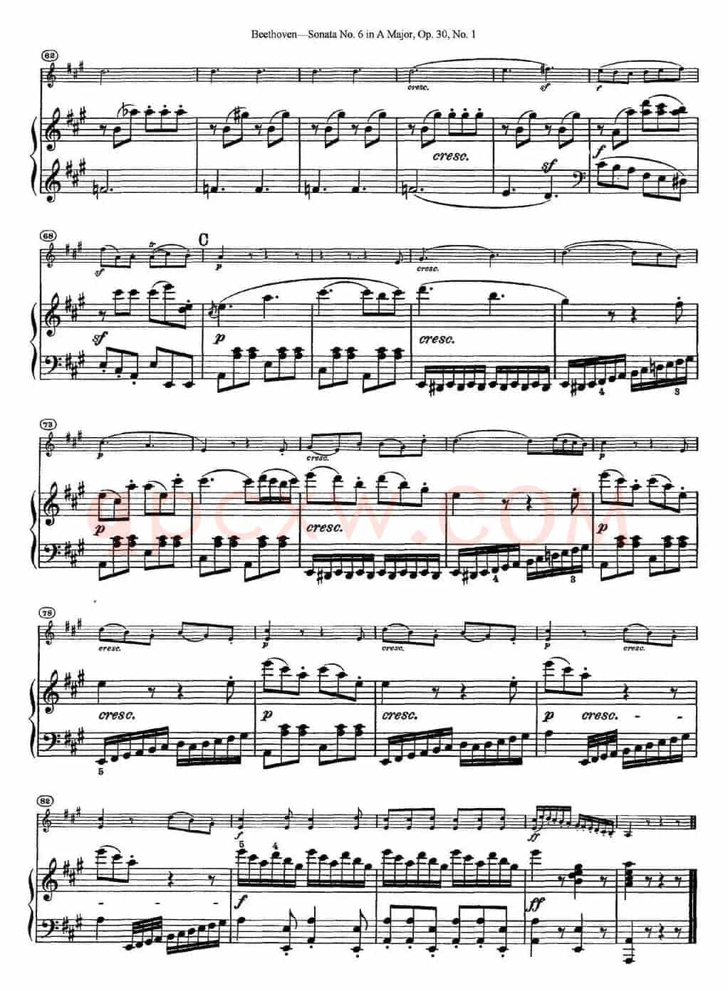 Violin Sonata No.6 in A Major Op.30 No.1（小提琴+钢琴伴奏）