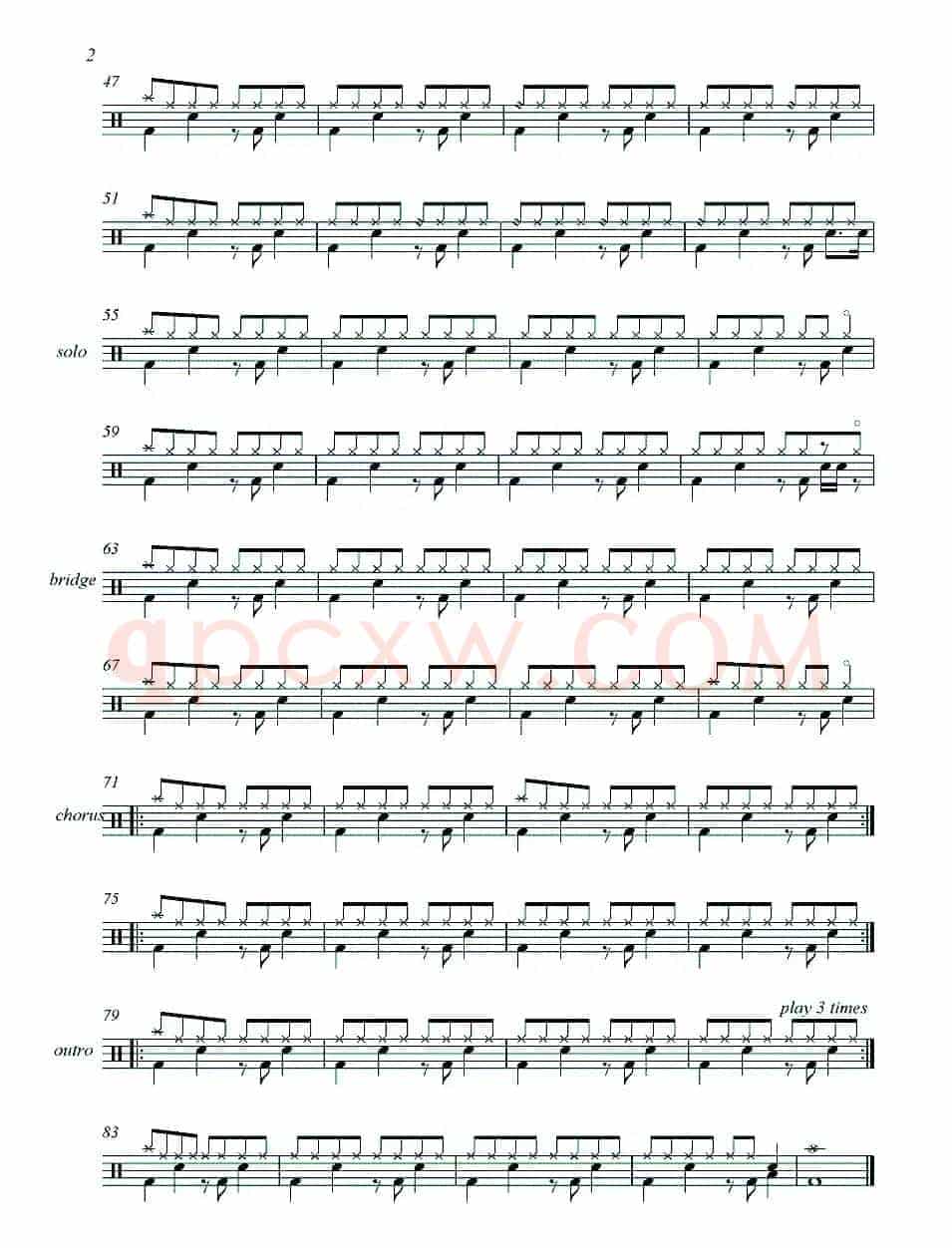 The Zephyr song（鼓谱）