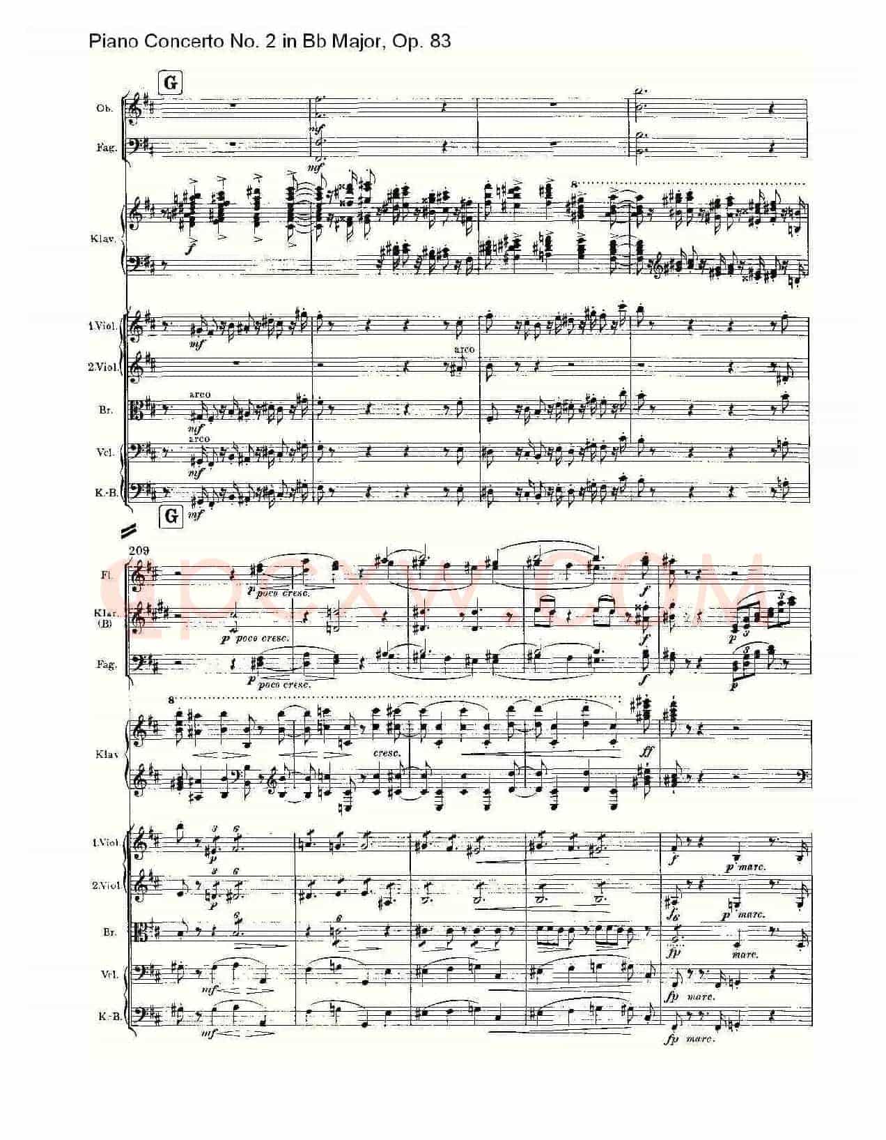 Bb大调钢琴第二协奏曲, Op.83第一乐章(一)