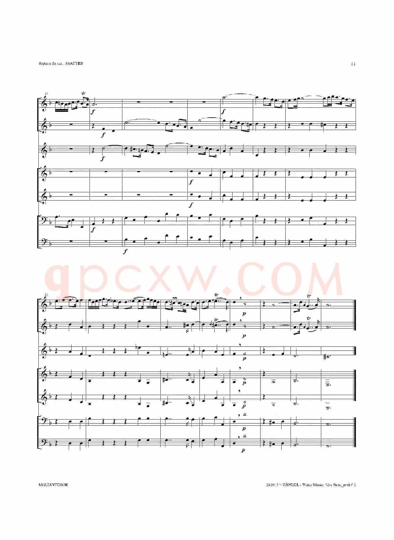 Water Music（HWV.348 No.1）（萨克斯合奏总谱）