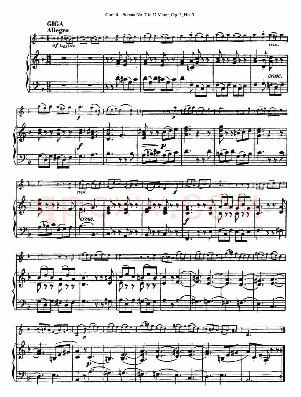Sonata No.7 in D Minor Op.5 No.7（小提琴+钢琴伴奏）