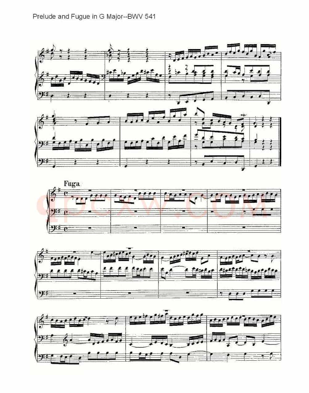 Prelude and Fugue in G Major--BWV 541 (管风琴谱)
