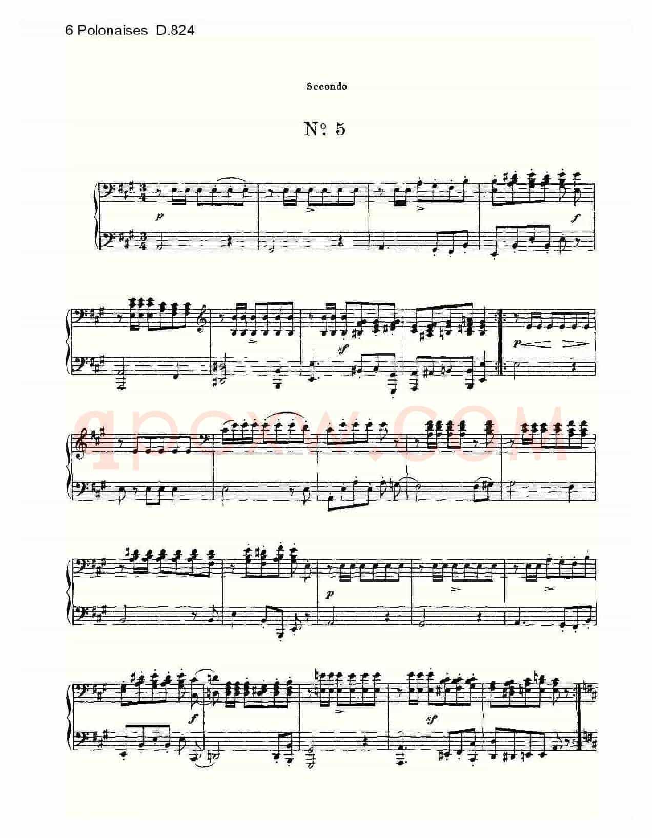 6 Polonaises D.824（6波罗乃兹舞曲 D.824）