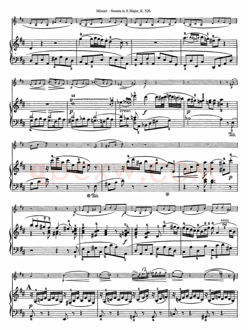 Violin Sonata in A Major K.526（小提琴+钢琴伴奏）