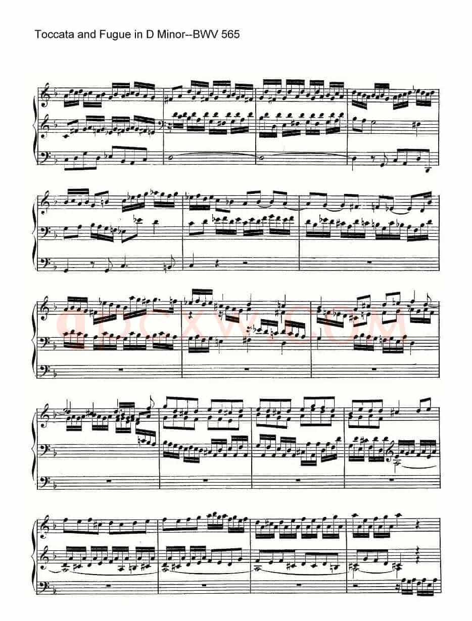Toccata and Fugue in D Minor--BWV 565(管风琴谱)