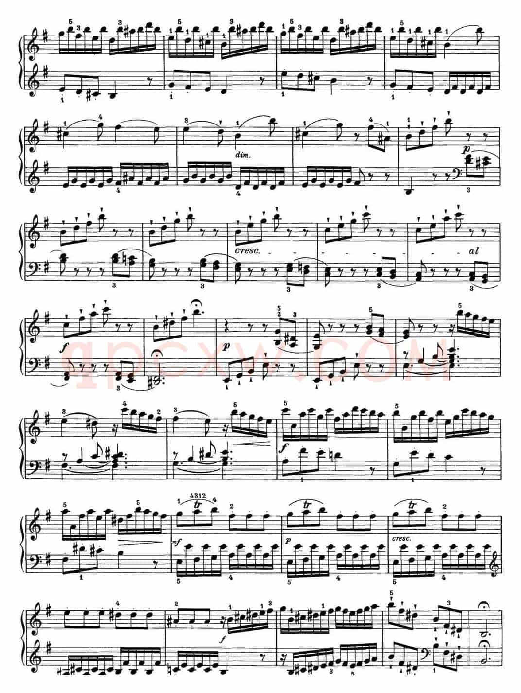 海顿 钢琴奏鸣曲 Hob XVI 34 in E minor