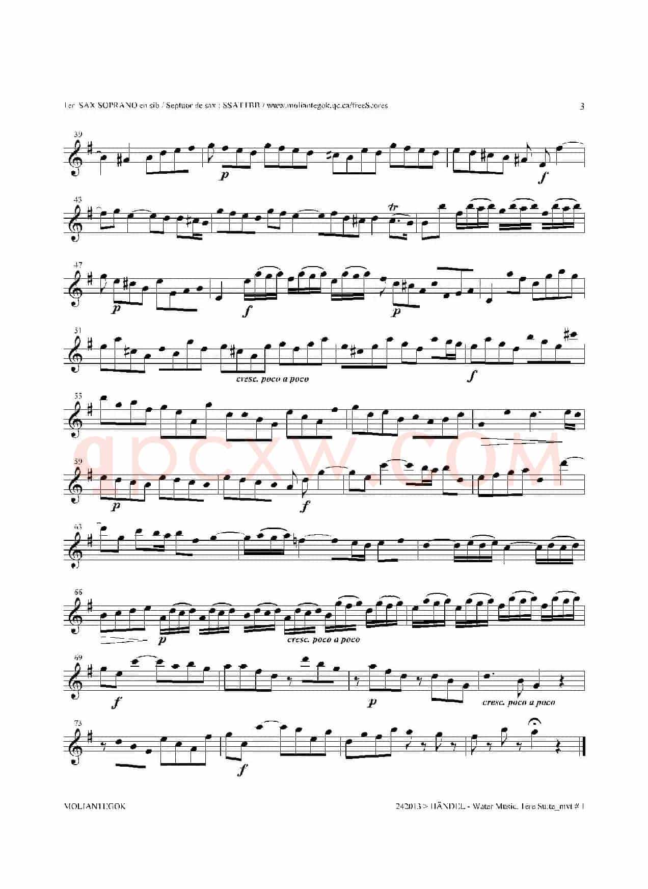 Water Music（HWV.348 No.1）（第一高音萨克斯）