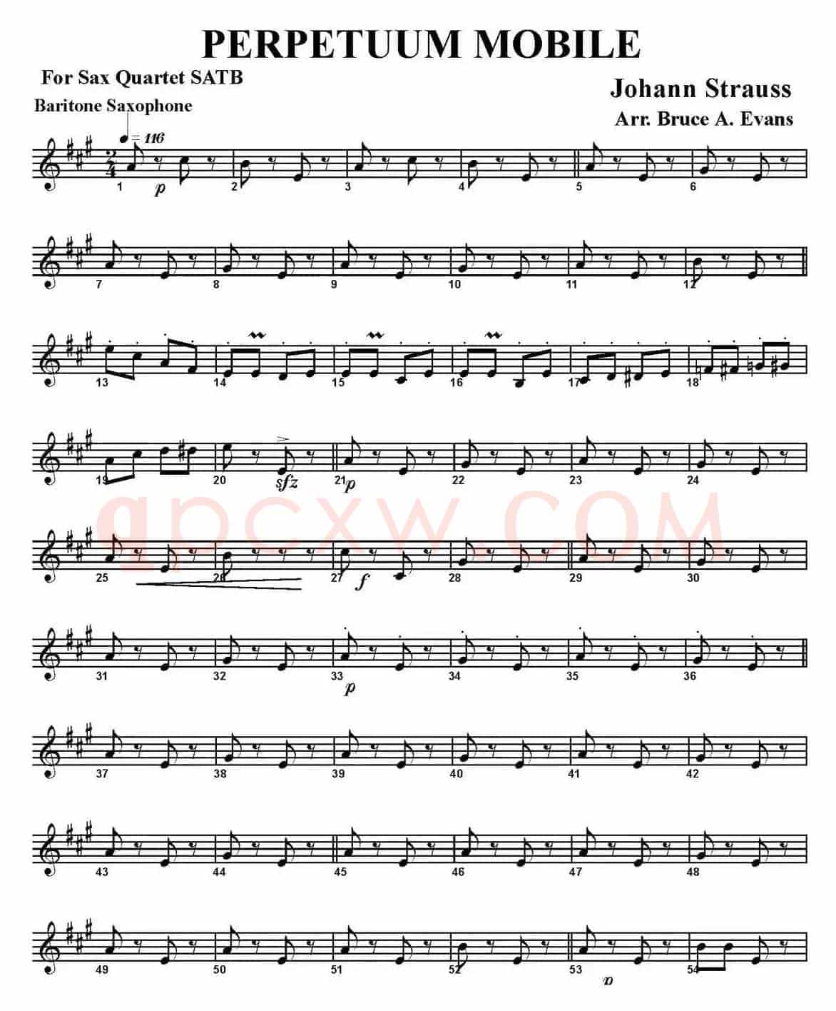 PERPETUUM MOBILE（四重奏·上低音萨克斯分谱）