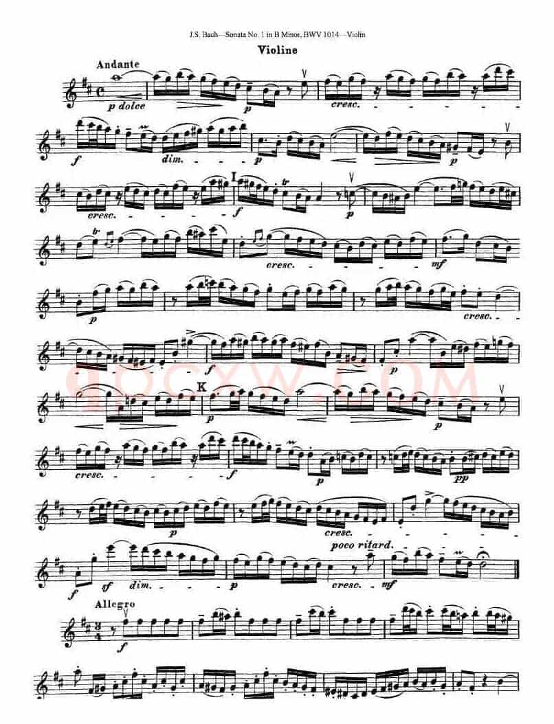 巴赫小提琴奏鸣曲No.1b小调（BWV 1014 [小提琴谱]）