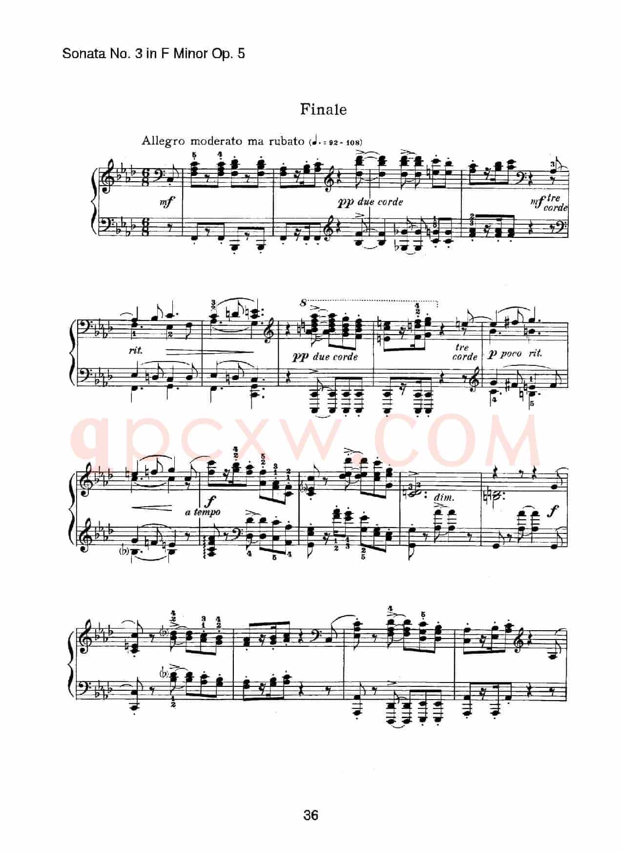 Piano Sonata No.3 in f Minor Op.5(f小调第三钢琴奏鸣曲)
