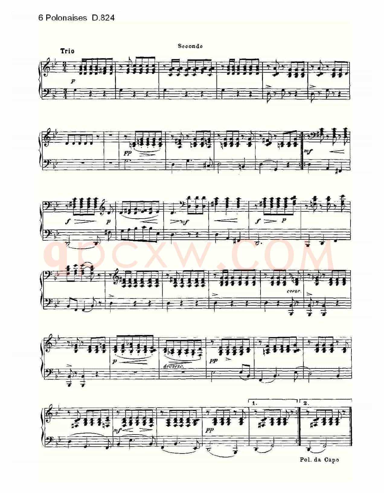 6 Polonaises D.824（6波罗乃兹舞曲 D.824）
