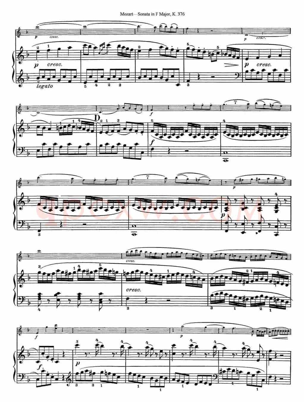 Violin Sonata in F Major K.376（小提琴+钢琴伴奏）