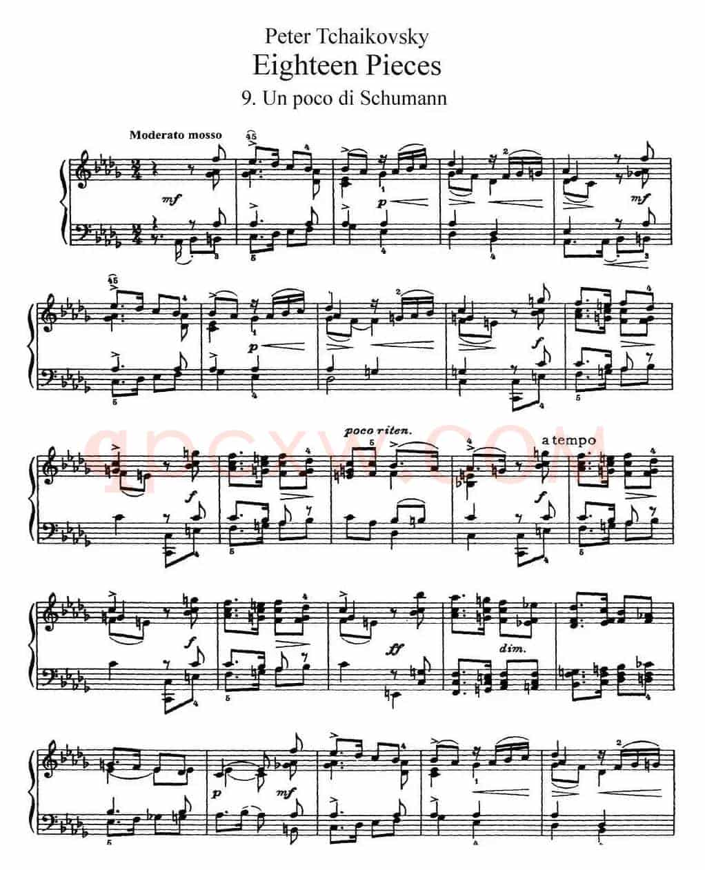 柴可夫斯基18首钢琴小品Op.72(9.Un poco di Schumann)