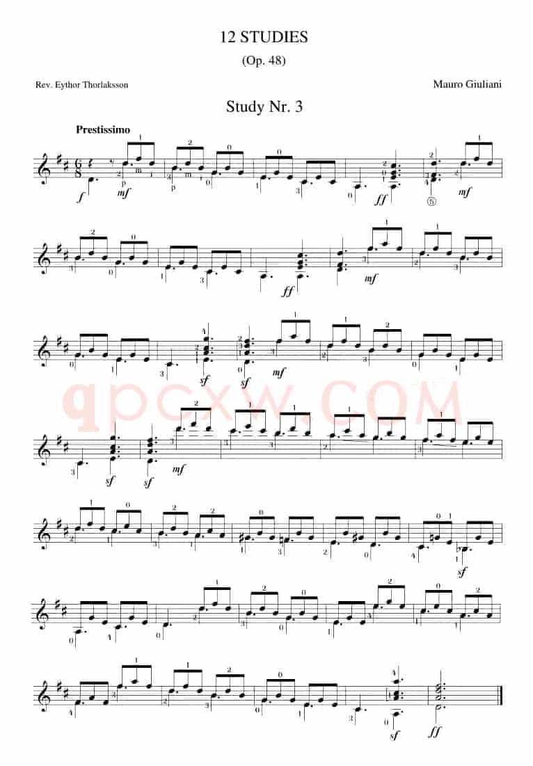 Mauro Giuliani《12 Studies,Op.48》（STUDY 3）
