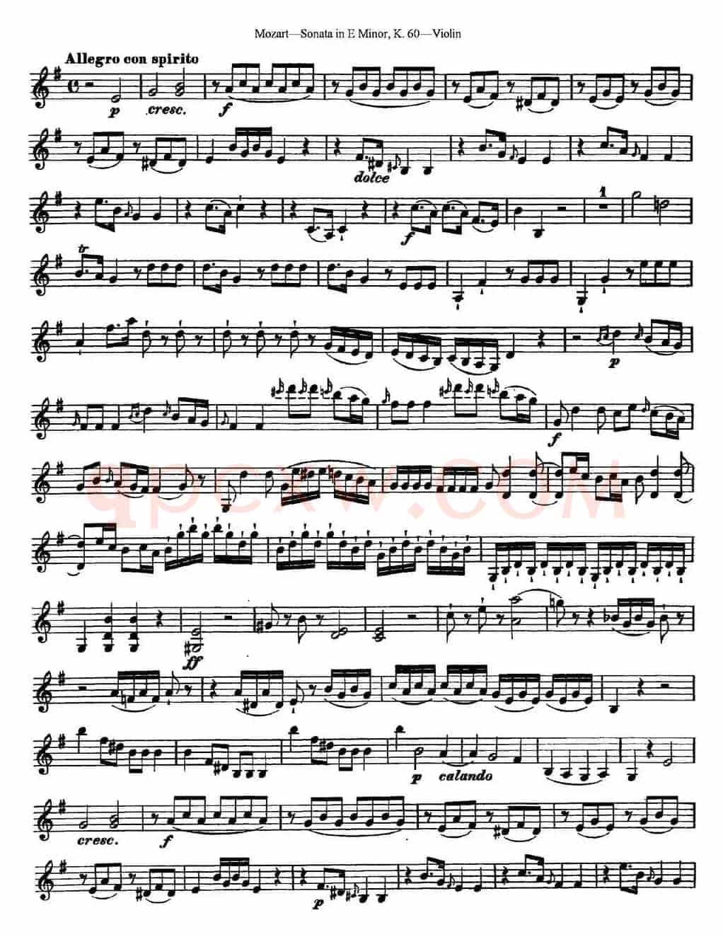 Violin Sonata in E Minor K.60