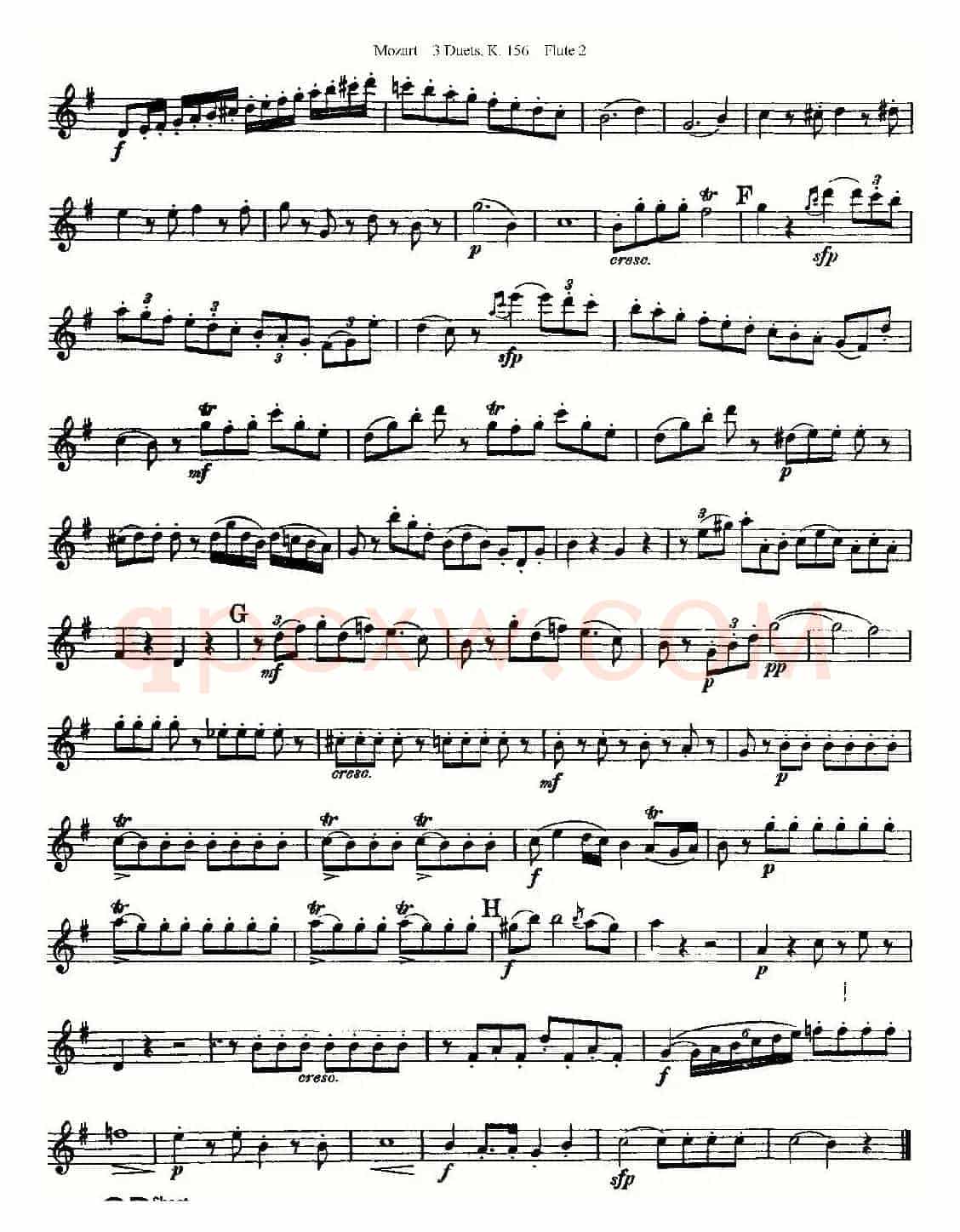3 Duets K.156 之第二长笛（二重奏三首 K156号）