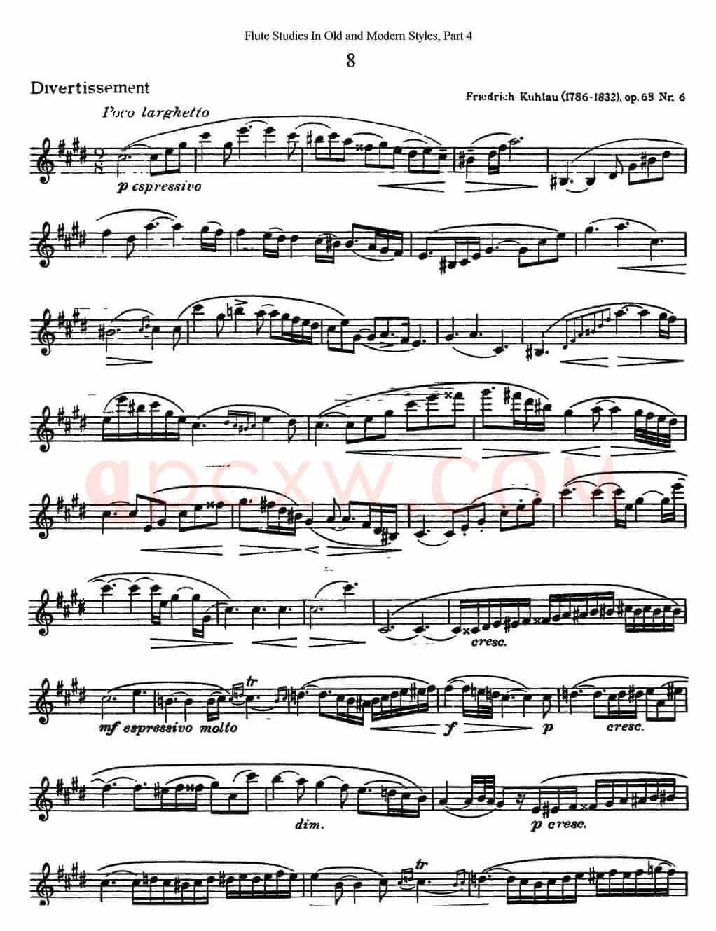 斯勒新老风格长笛练习重奏曲（第四部分）（NO.8）