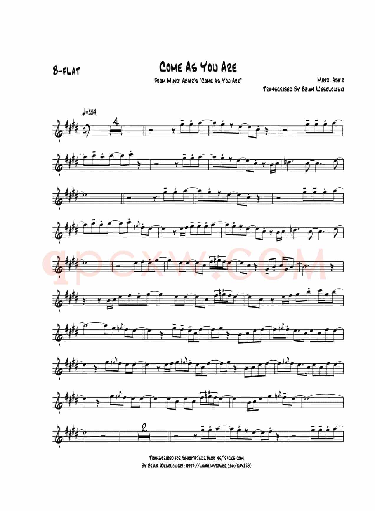 Come As You Are（B-FLAT 次中音萨克斯）