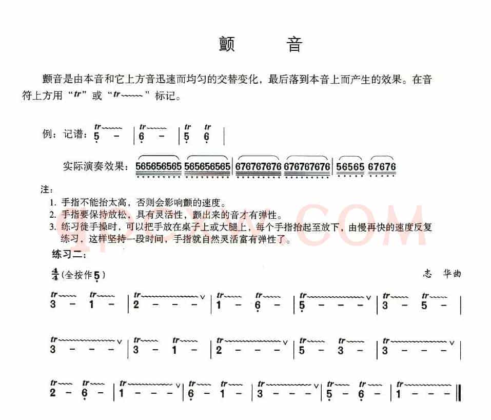 葫芦丝技巧练习之九：颤音练习