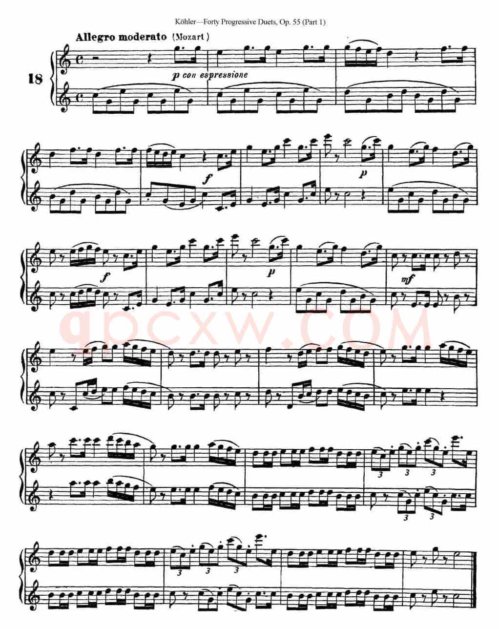 柯勒40首长笛提高练习曲OP.55（NO.18）