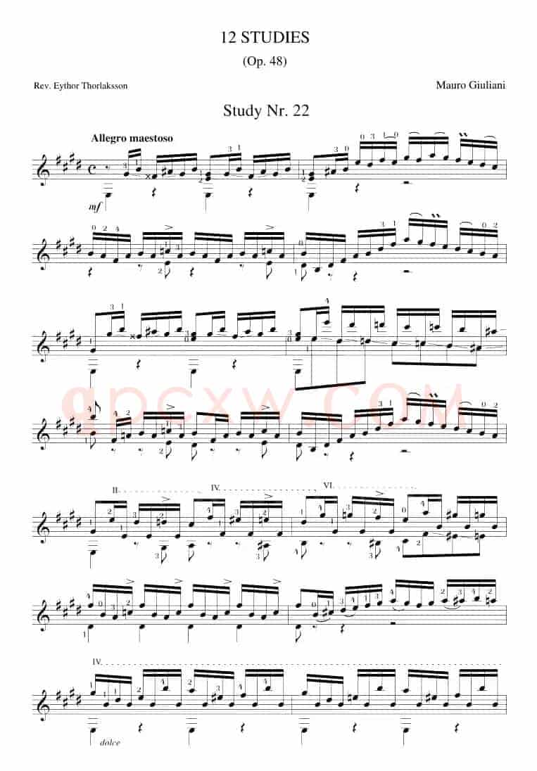 Mauro Giuliani《12 Studies,Op.48》（STUDY 22）