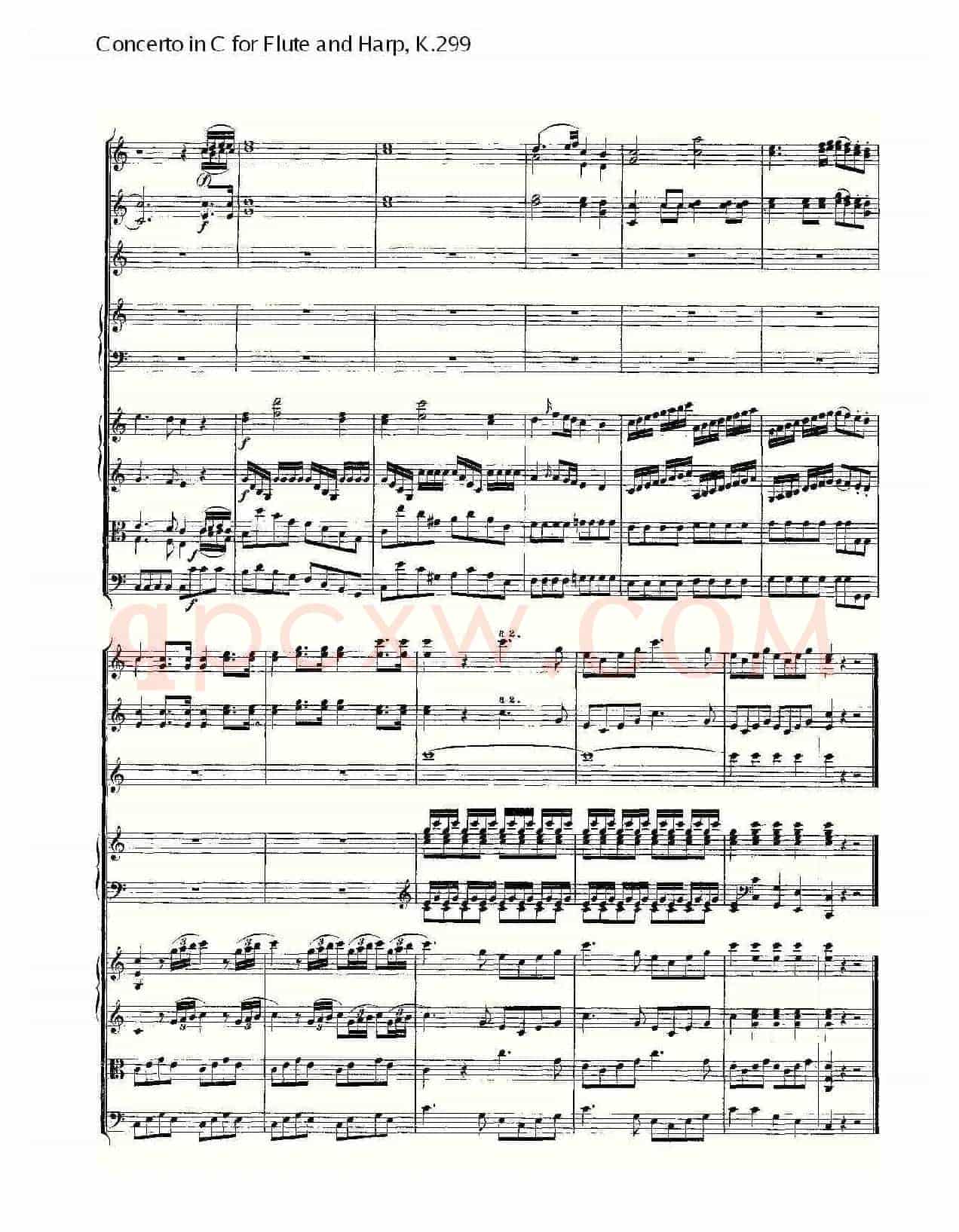 C调长笛与竖琴协奏曲, K.299（一）