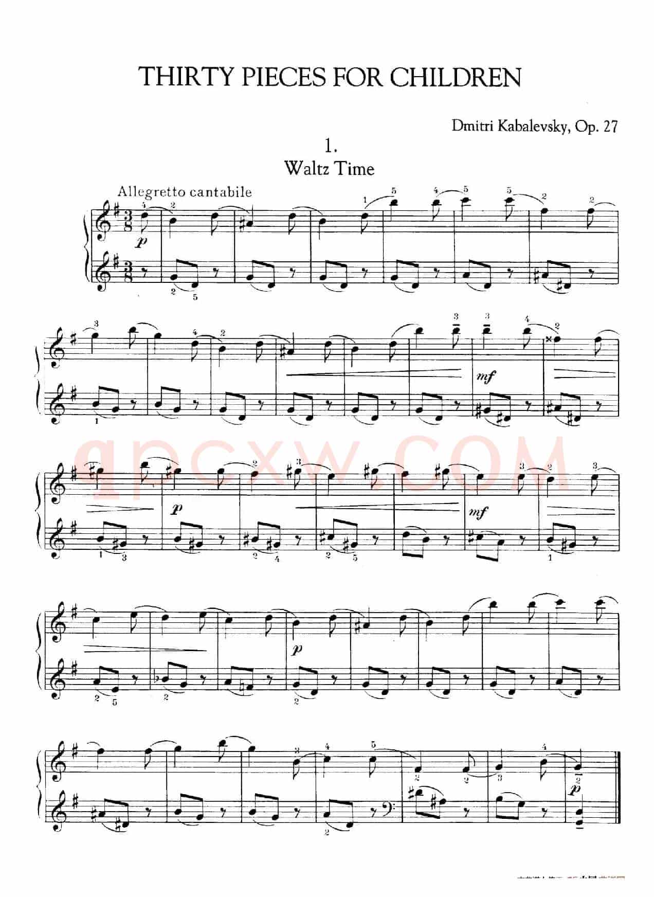Thirty Pieces For Children Op.27(30首儿童钢琴曲 1—5)